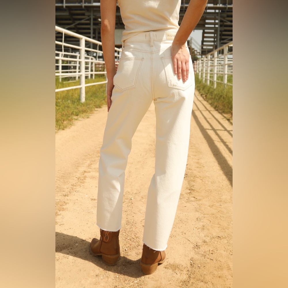 Pistola Cassie Super High Rise Straight Jean - Ecru Size 26